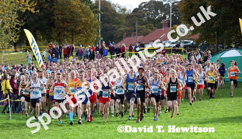 Start of the senior mens North East Harrier League, Blaydon. Photo: David T. Hewitson/Sports for All Pics